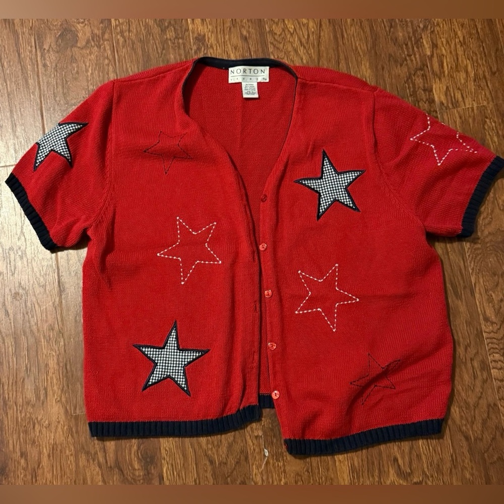 Norton Studio Women’s Patriotic Star Cardigan Sweater